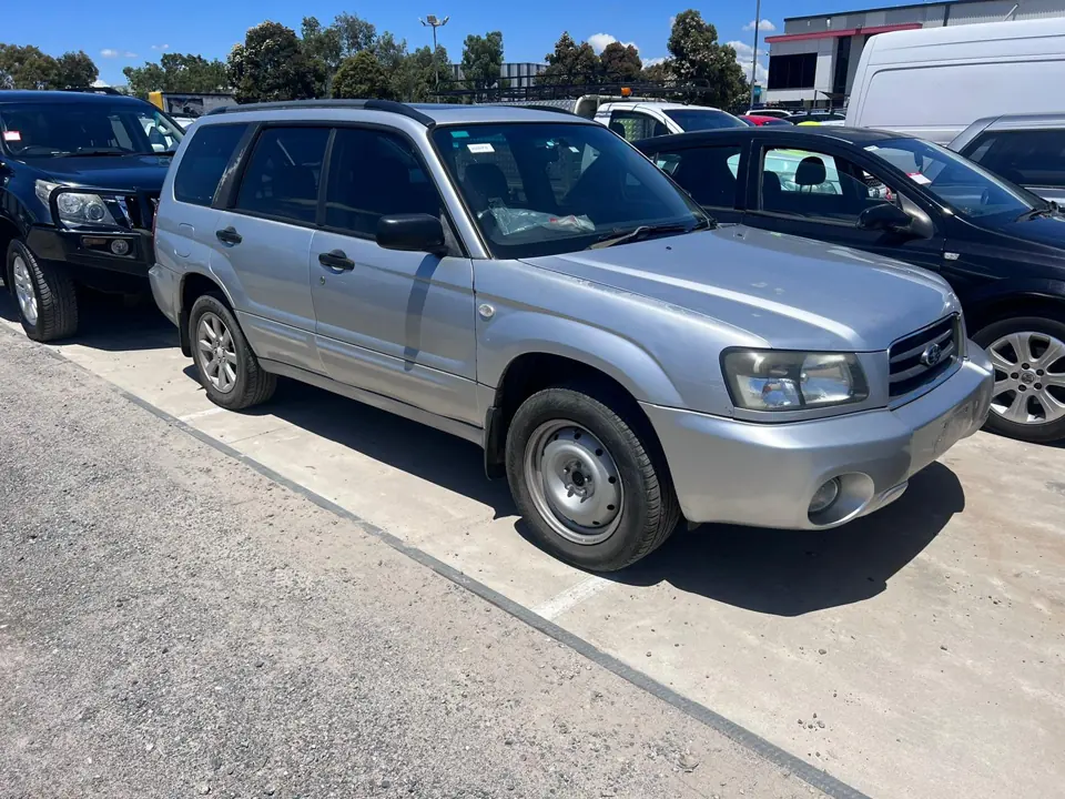 Silver SUV parked beside other vehicles