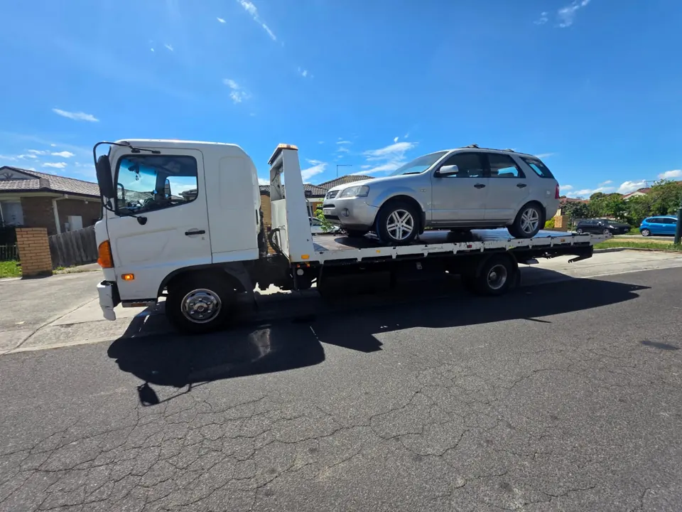 Vehicle on a recovery truck