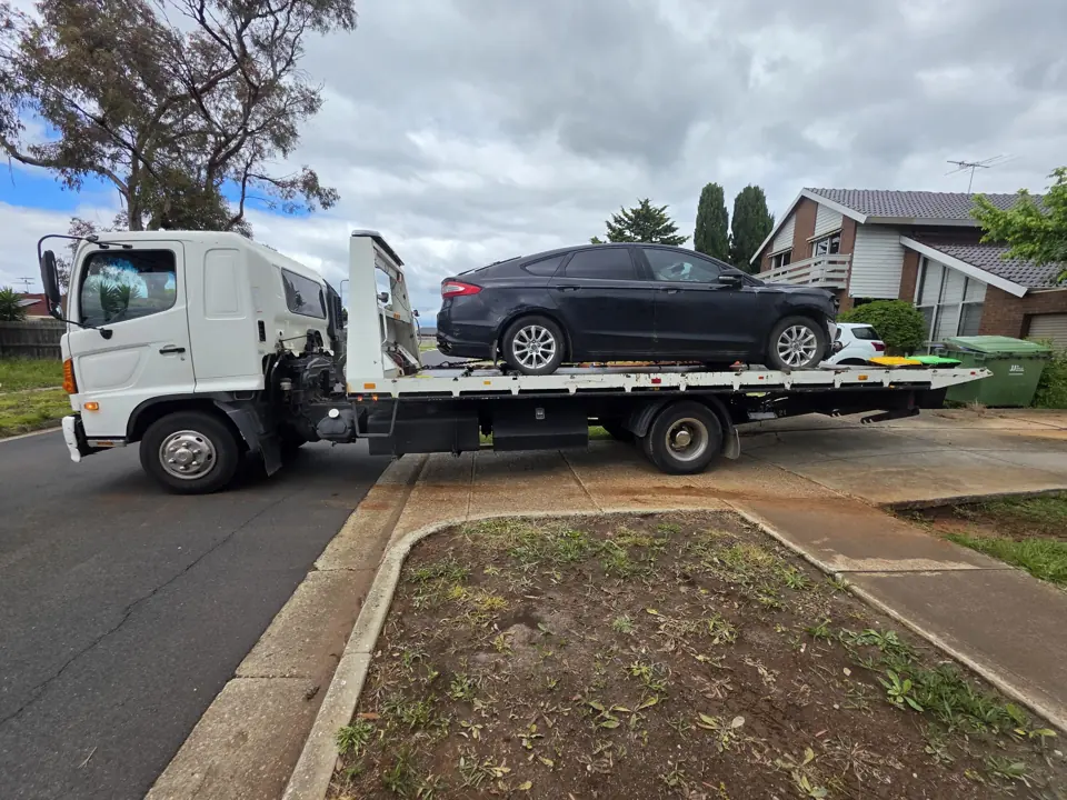 Vehicle transporter beside a road